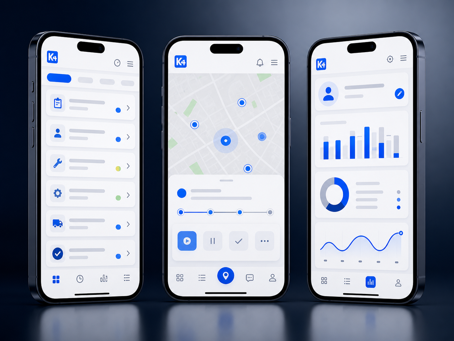 Mockup einer iOS- und Android-Service-App