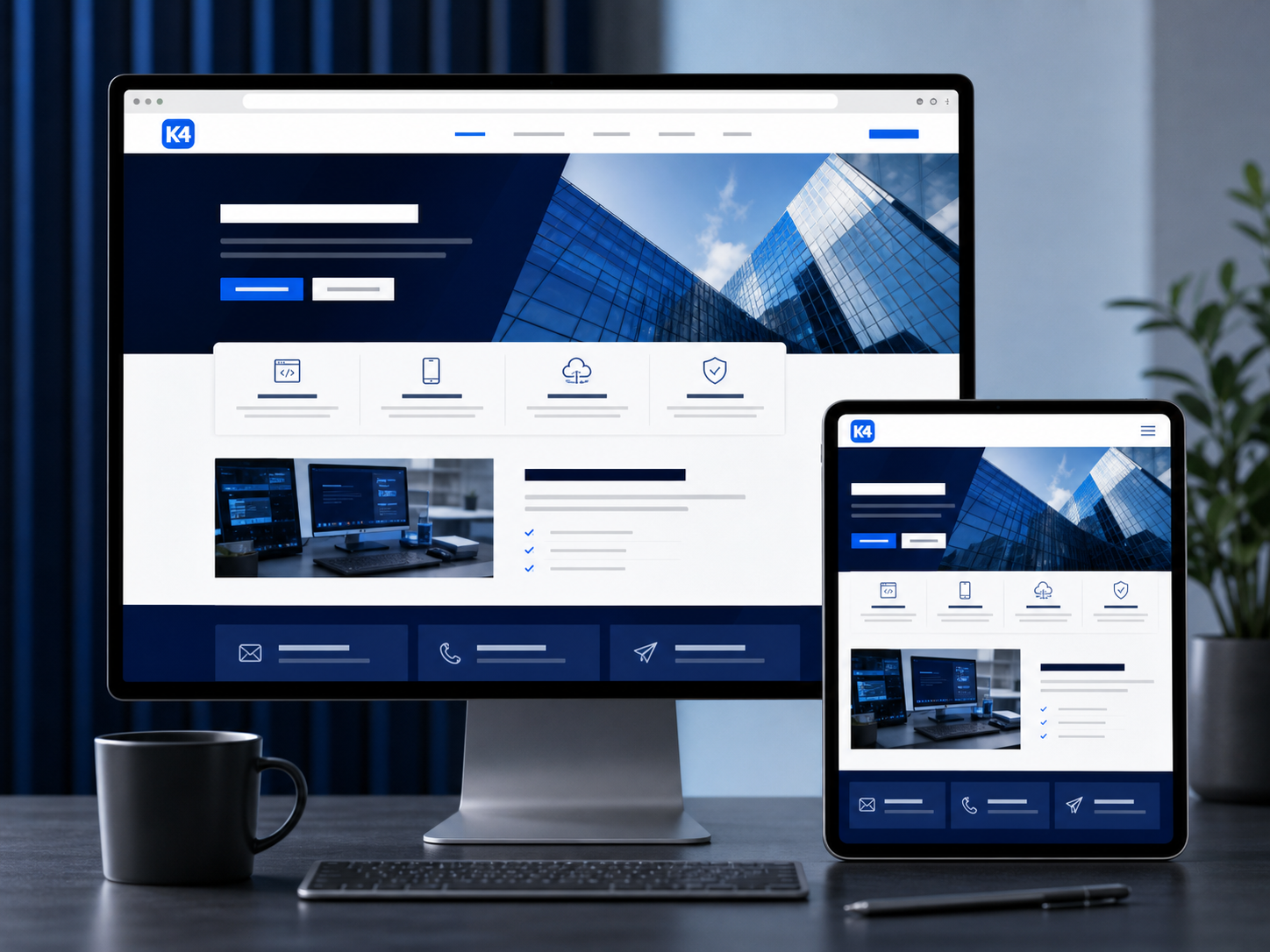 Mockup einer modernen Unternehmenswebsite